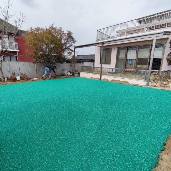 岡山県早島町 保育施設 ソフトグラウンド ゴムチップ舗装 ソフトグラウンド