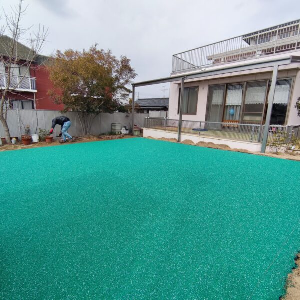 岡山県早島町 保育施設 ソフトグラウンド ゴムチップ舗装 ソフトグラウンド