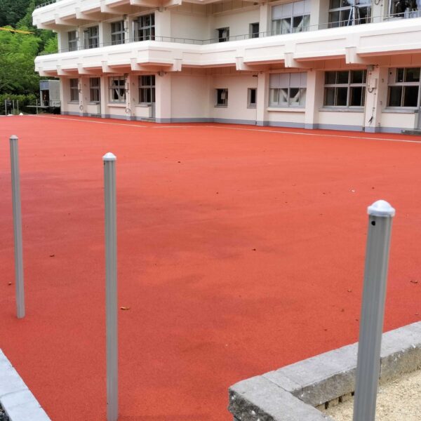 ゴムチップ舗装　ソフトグラウンド現場施工