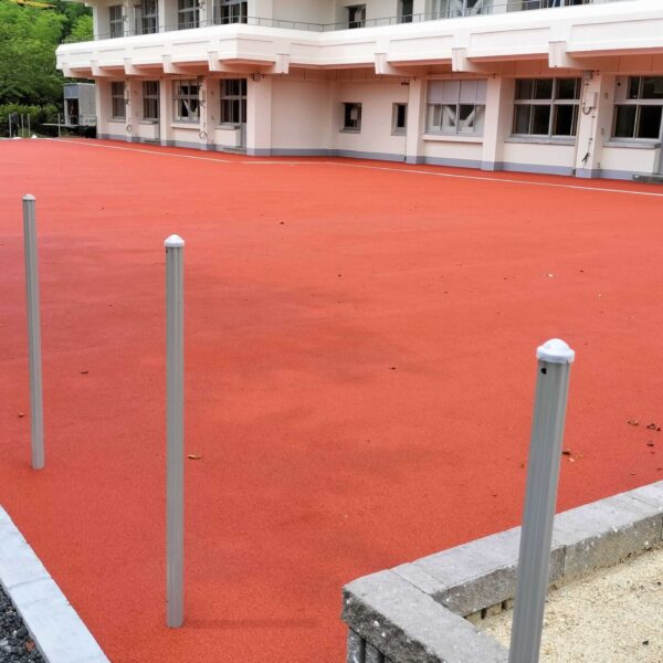 ゴムチップ舗装　ソフトグラウンド現場施工